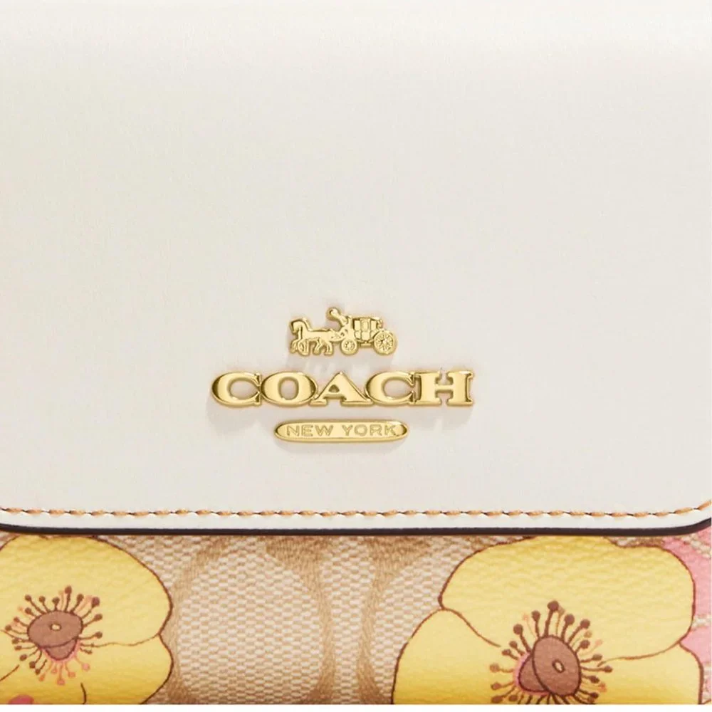 Coach Small Trifold Wallet In Signature Canvas With Floral Cluster Print - Picture 5 of 12